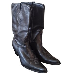 Black Franco Sarto Genuine leather cowboy Western boots